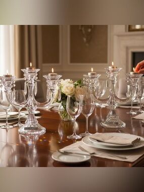Shannon Crystal 3-Arm Candelabra Candle Holder with Hanging Prisms
